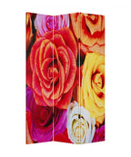 Red Canvas Folding Three Panel Screen Room Divider - 72-inch