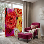 Red Canvas Folding Three Panel Screen Room Divider - 72-inch