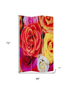 Red Canvas Folding Three Panel Screen Room Divider - 72-inch