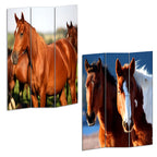 Brown and White Canvas Folding Three Panel Screen Room Divider - 72-inch