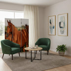 Brown and White Canvas Folding Three Panel Screen Room Divider - 72-inch