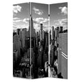 Gray Canvas Folding Three Panel Screen Room Divider - 72-inch