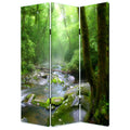 Green Canvasfolding Three Panel Screen Room Divider - 72-inch