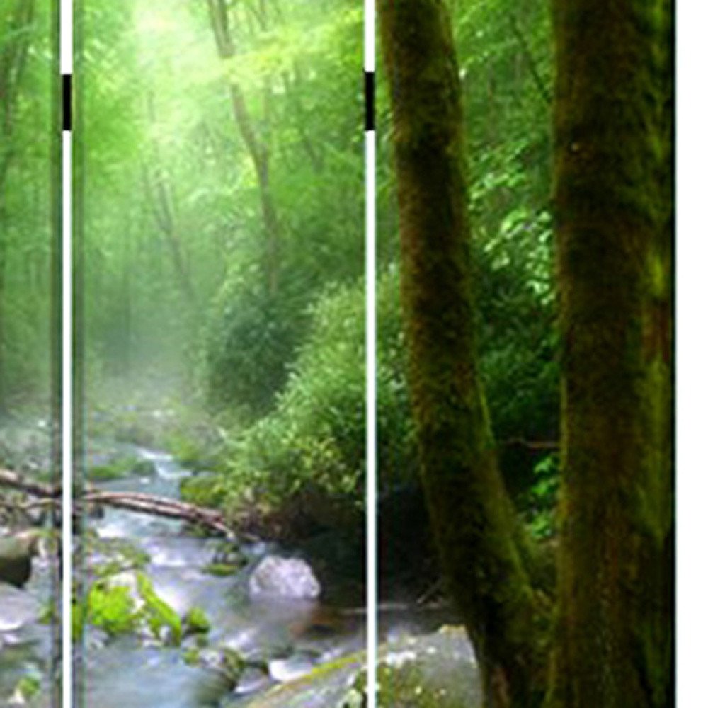 Green Canvasfolding Three Panel Screen Room Divider - 72-inch