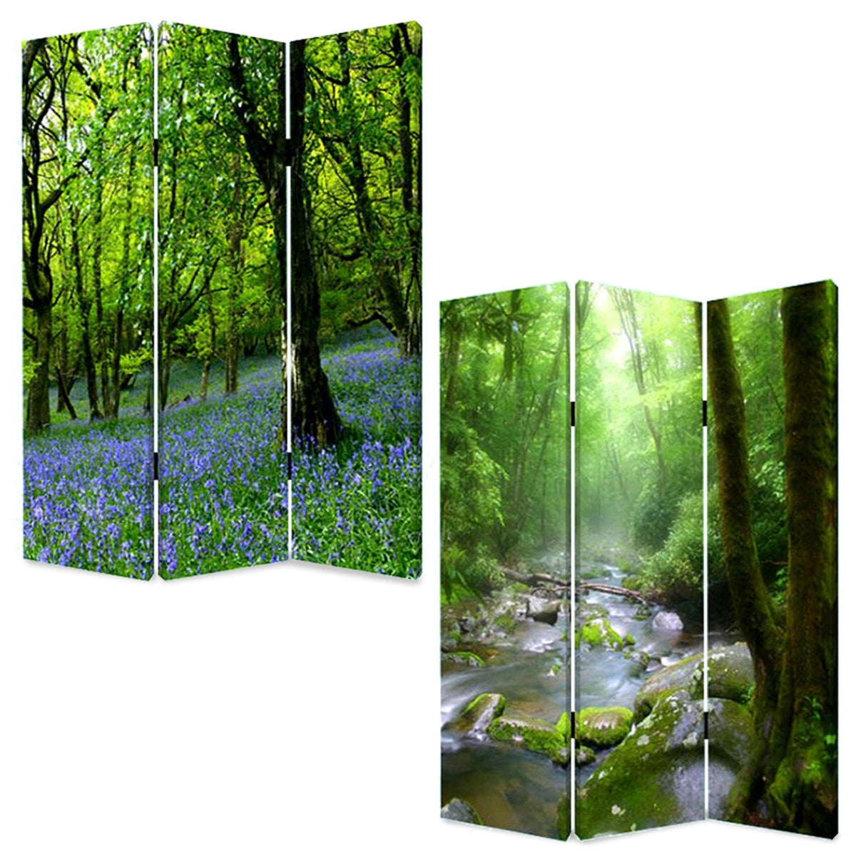 Green Canvasfolding Three Panel Screen Room Divider - 72-inch
