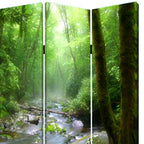 Green Canvasfolding Three Panel Screen Room Divider - 72-inch
