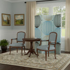 Blue Canvas Folding Three Panel Screen Room Divider - 72-inch