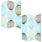 Blue Canvas Folding Three Panel Screen Room Divider - 72-inch