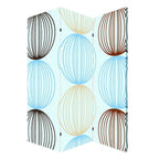 Blue Canvas Folding Three Panel Screen Room Divider - 72-inch