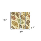 Brown Canvas Folding Four Panel Screen Room Divider - 84-inch