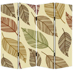 Brown Canvas Folding Four Panel Screen Room Divider - 84-inch