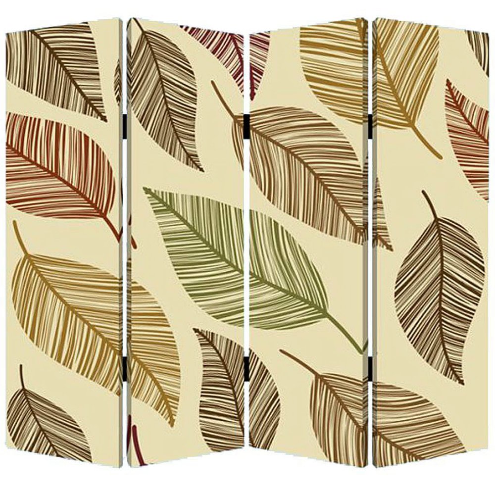 Brown Canvas Folding Four Panel Screen Room Divider - 84-inch