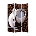 Brown Canvas Folding Three Panel Screen Room Divider - 72-inch