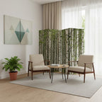 Green Canvas Folding Four Panel Screen Room Divider - 84-inch