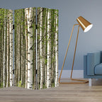 Green Canvas Folding Four Panel Screen Room Divider - 84-inch