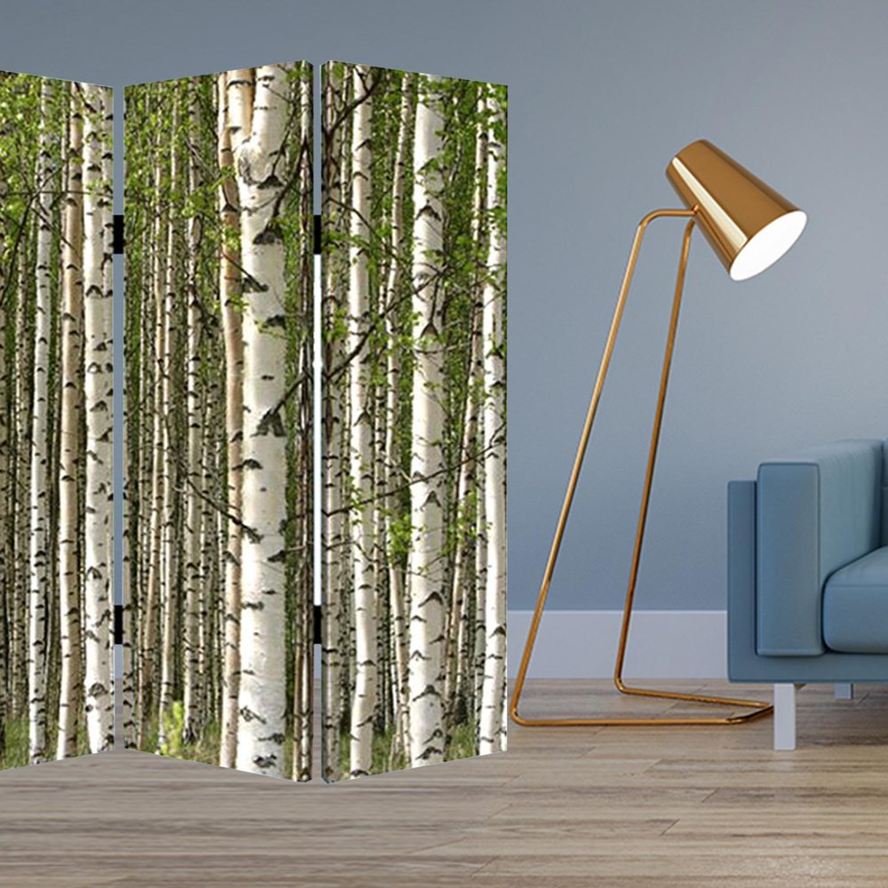Green Canvas Folding Four Panel Screen Room Divider - 84-inch