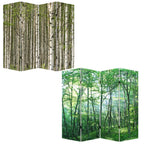 Green Canvas Folding Four Panel Screen Room Divider - 84-inch