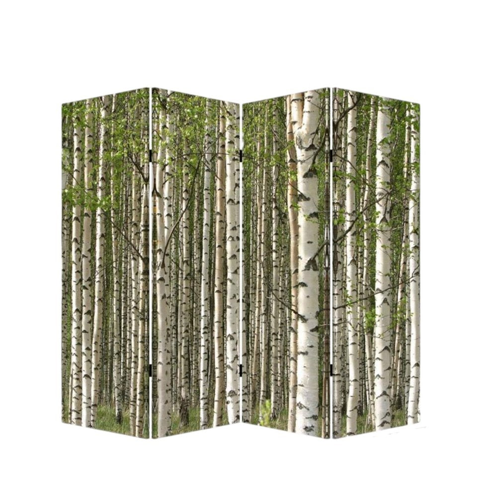 Green Canvas Folding Four Panel Screen Room Divider - 84-inch