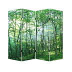 Green Canvas Folding Four Panel Screen Room Divider - 84-inch