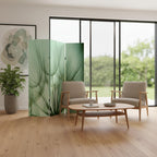 Green Canvas Folding Three Panel Screen Room Divider - 72-inch