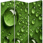 Green Canvas Folding Three Panel Screen Room Divider - 72-inch