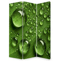 Green Canvas Folding Three Panel Screen Room Divider - 72-inch