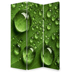 Green Canvas Folding Three Panel Screen Room Divider - 72-inch