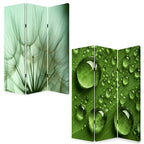 Green Canvas Folding Three Panel Screen Room Divider - 72-inch