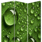 Green Canvas Folding Three Panel Screen Room Divider - 72-inch