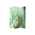 Green Canvas Folding Three Panel Screen Room Divider - 72-inch