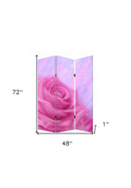 Pink Canvas Folding Three Panel Screen Room Divider - 72-inch