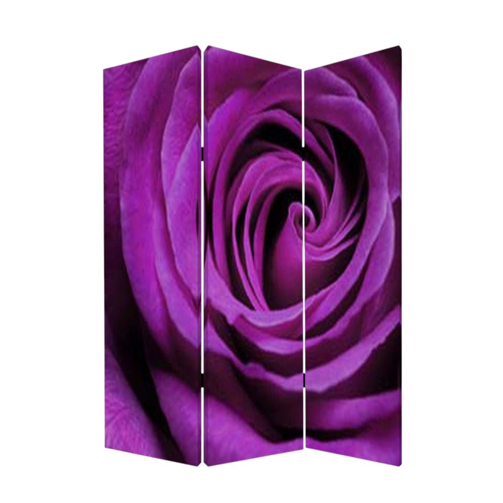 Pink Canvas Folding Three Panel Screen Room Divider - 72-inch