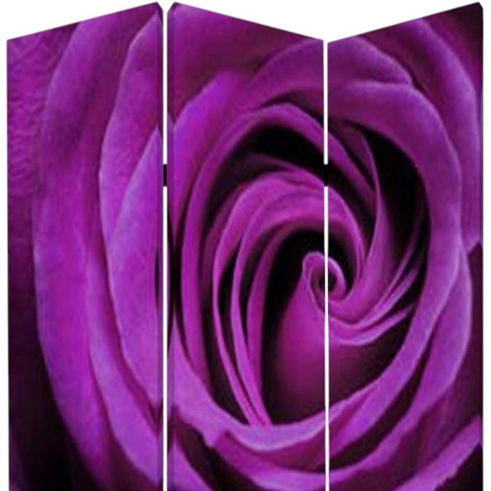 Pink Canvas Folding Three Panel Screen Room Divider - 72-inch