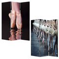 Black Canvas Folding Three Panel Screen Room Divider - 72-inch