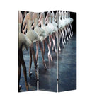 Black Canvas Folding Three Panel Screen Room Divider - 72-inch