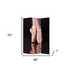 Black Canvas Folding Three Panel Screen Room Divider - 72-inch