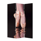 Black Canvas Folding Three Panel Screen Room Divider - 72-inch