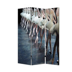 Black Canvas Folding Three Panel Screen Room Divider - 72-inch