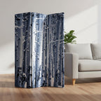 Gray and White Canvas Folding Three Panel Screen Room Divider - 72-inch