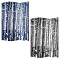 Gray and White Canvas Folding Three Panel Screen Room Divider - 72-inch