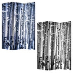 Gray and White Canvas Folding Three Panel Screen Room Divider - 72-inch