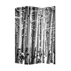 Gray and White Canvas Folding Three Panel Screen Room Divider - 72-inch