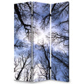 Black and Blue Canvas Folding Three Panel Screen Room Divider - 72-inch