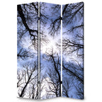 Black and Blue Canvas Folding Three Panel Screen Room Divider - 72-inch