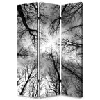 Black and Blue Canvas Folding Three Panel Screen Room Divider - 72-inch