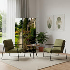 Green Canvas Folding Three Panel Screen Room Divider - 72-inch