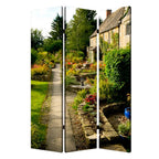 Green Canvas Folding Three Panel Screen Room Divider - 72-inch
