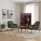 Brown Canvas Folding Three Panel Screen Room Divider - 72-inch