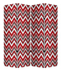 Red and Gray Canvas Folding Four Panel Screen Room Divider - 84-inch