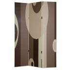 Brown Canvas Folding Three Panel Screen Room Divider - 72-inch